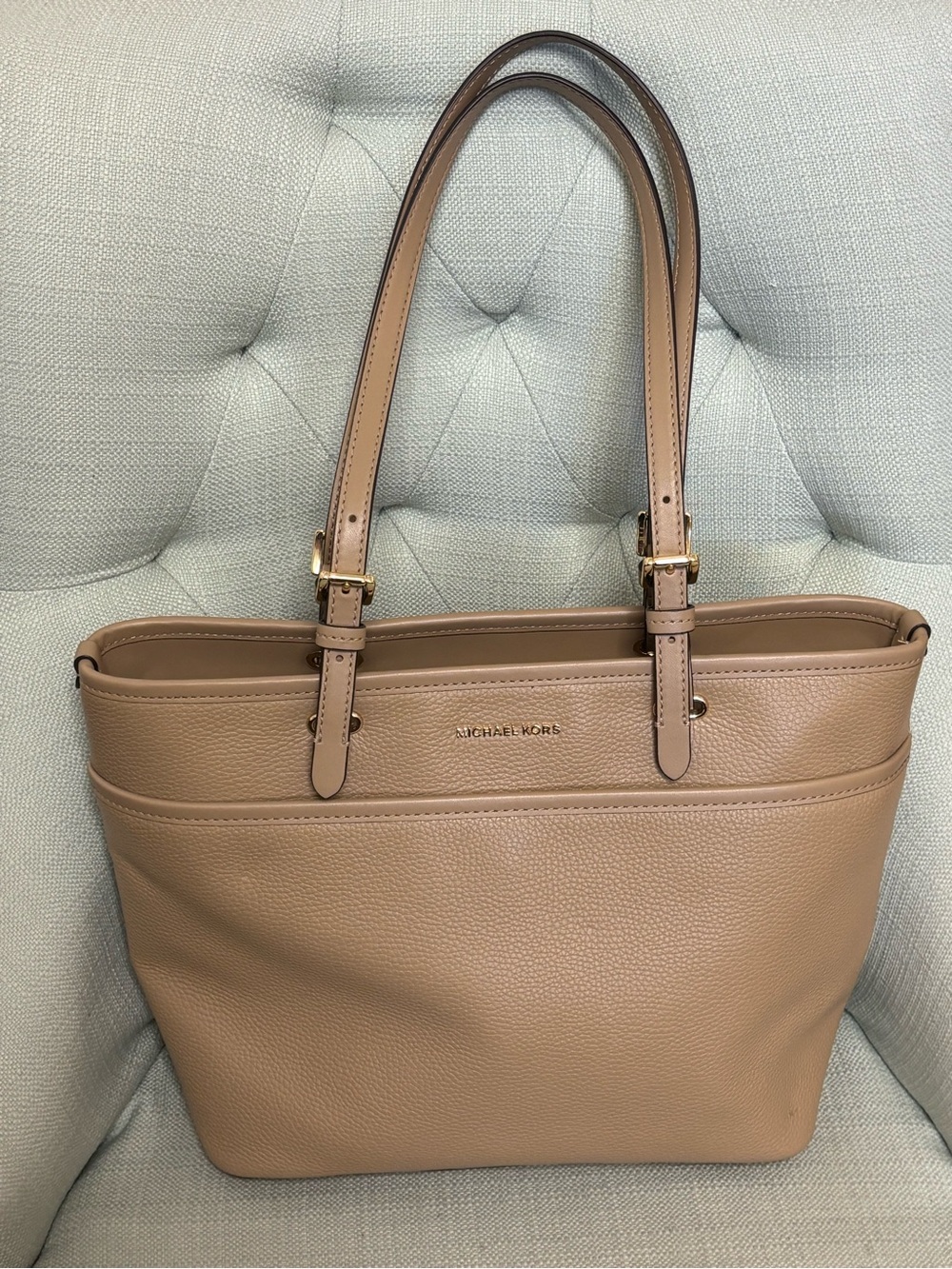 Michael Kors Beige Tan Leather Double-Handle Tote